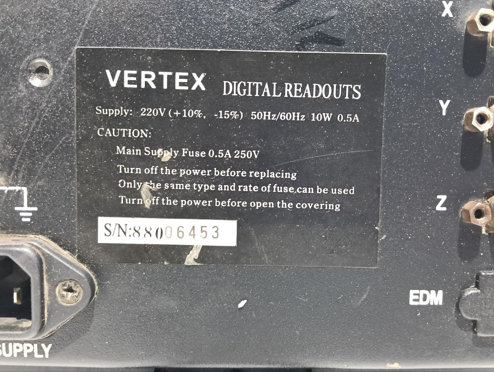 VERTEX PE3X DIGITAL READOUTS 220VAC 0.5A 10W 5060HZ 88006453 (7)
