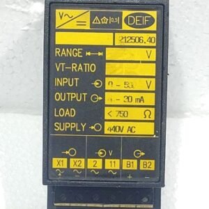 DEIF 0.5 212506.40 VOLTAGE TRANSDUCER 440 VAC INPUT 0-50V OUTPUT 0-20 mA